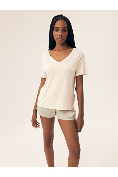 ESOTIQ Set pijama de vară pentru femei, format din două piese, tricou din vis...