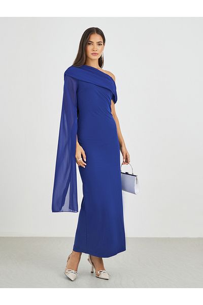 Styli Solid One Cape Sleeve Bodycon Maxi Dress