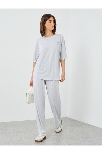 Styli Slogan Print Oversized T-Shirt and Joggers Co-Ords