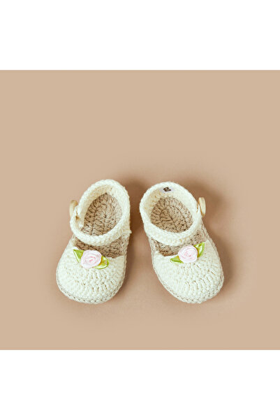 giggles Textured Booties with Floral Accent and Slip onClosure