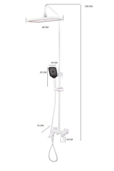 Trendy's Coloana de dus TRENDY’S, slim cu trei functii, alb