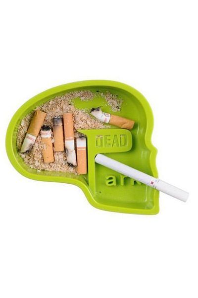 Gadget Master Skull-Shaped Green Ashtray