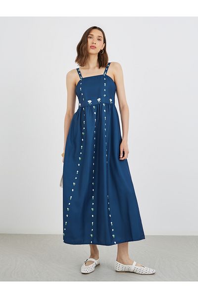 Styli Floral Print Sleeveless A-Line Midi Dress