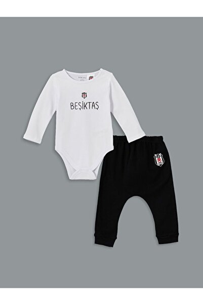 LC Waikiki Beşiktaş Baskılı Erkek Bebek Çıtçıtlı Body ve Pantolon 2'li