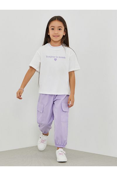 Styli Text Embroidered T-Shirt and Cargo Pants Set