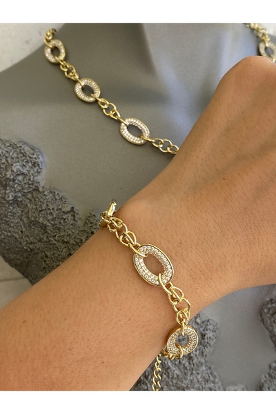 Lucios ALTIN İŞÇİLİKLİ KUYUMCU MODEL TAŞLI KOLYE BİLEKLİK SET