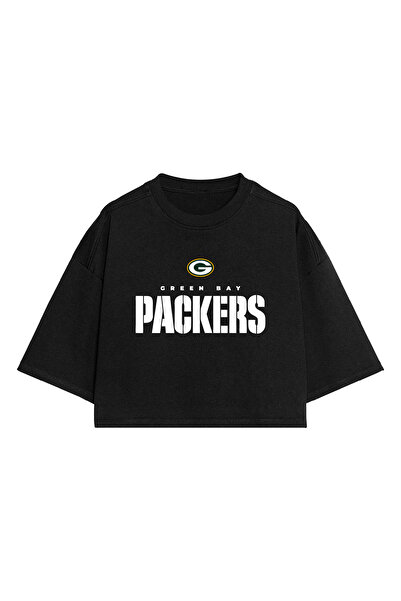 BA Sportswear تي شيرت كروب أسود كبير الحجم لفريق غرين باي باكرز لكرة القدم