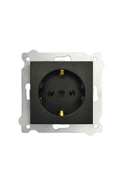 EXEN Priză simplă încastrată, 16A, 250V, SCHUKO neagră / 290-001403-237