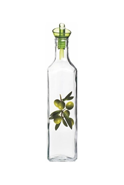 Solmazer By Styli Square Glass Oil & Vinegar Bottle with Olives Print Design