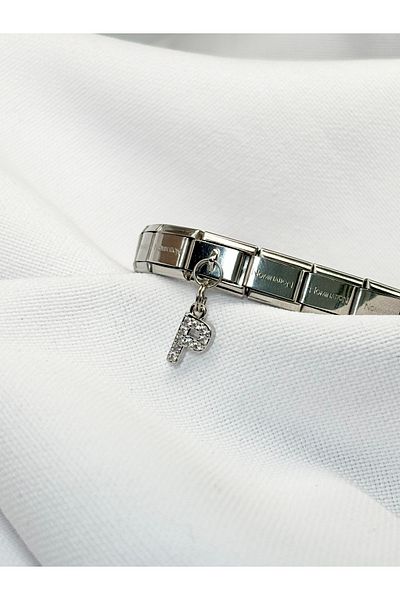 Sumen Butik Letter P Stone Dangle Italian Bracelet Charm, Charm