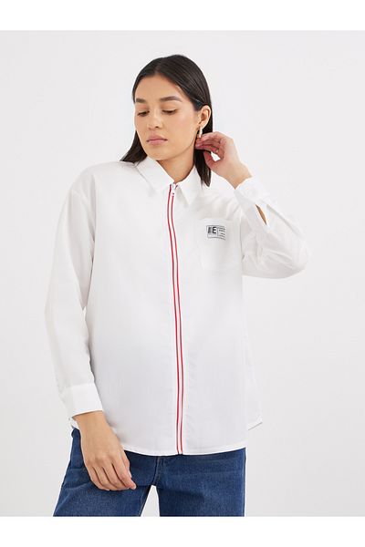 Styli Contrast Zipper Oversized Long Sleeve Shirt