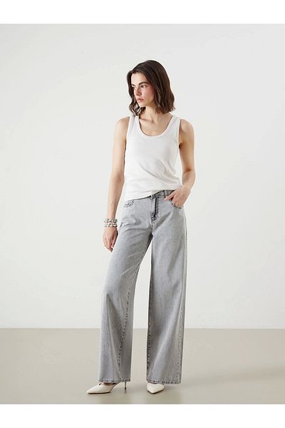 LC Waikiki Lcw Jeans Gray Wideleg Women's Jean Pants