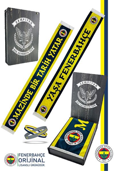 Fenerbahçe Original Licensed Mazinde One History Tells Shawl Scarf and Bracelet Set Canary Ba