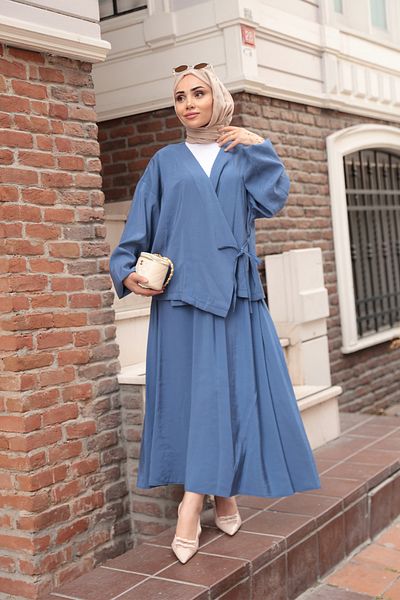 LOCCO Women's Side Tie Modal Suit Indigo Blue