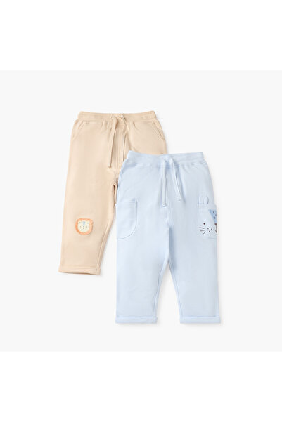 Juniors Animal Face Applique Pants with Drawstring Closure