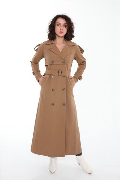 Jamila Raglan Sleeve Summer Unlined Full Length Women's Trench Coat, Cap