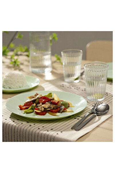 TAGESAN Oftast 6 Pieces 25 cm Light Green Plates, 6-Piece Dinner Plates, Toughened Tempered Glass