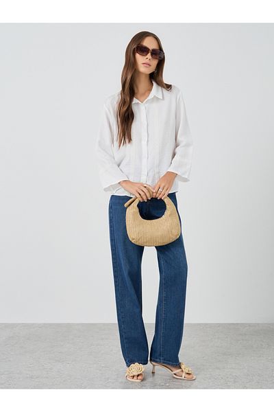 Styli Solid Regular Fit Lace Detail Buttoned Shirt