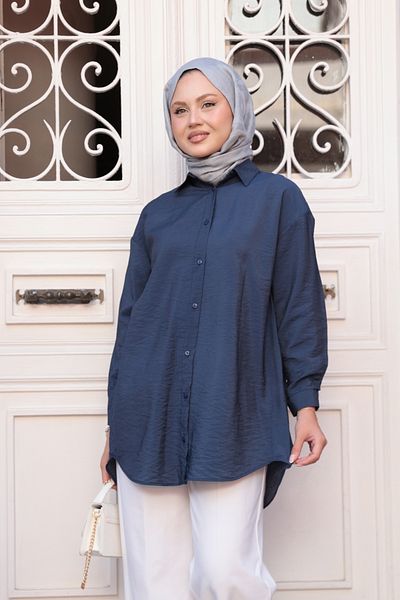 LOCCO Γυναικείο πουκάμισο Rita Kraş Navy Blue