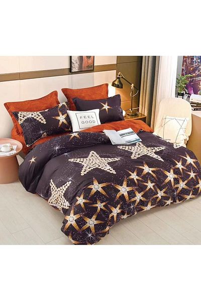 OEM Double bed linen with two sides, Shining Stars, 4 pieces, 2 persons, 180x200cm, Satin Cotton, Multic