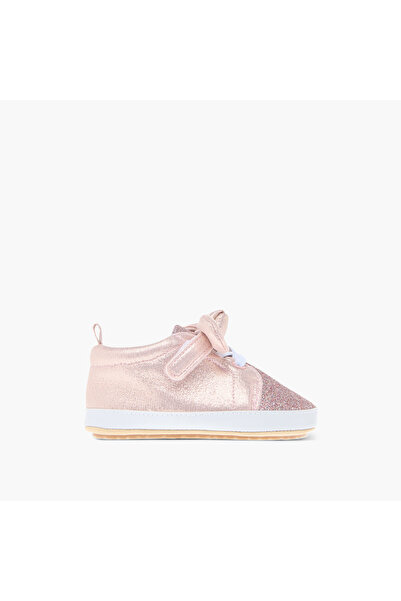 Juniors Glitter Detail Booties with Hook and Loop Closure