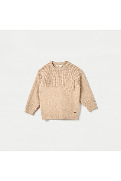 ELIGO Textured Pullover with Long Sleeves and Pocket