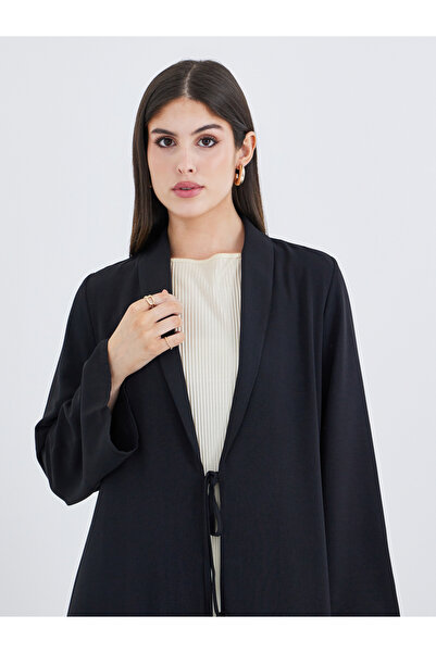 Styli Front Open A-Line Abaya with Tie-Up Detail