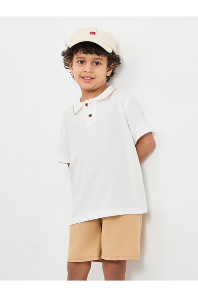 Styli Solid Polo T-Shirt and Shorts Set