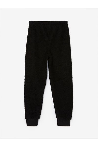LC Waikiki Black Elastic Waist Fleece Boy's Pajama Bottom