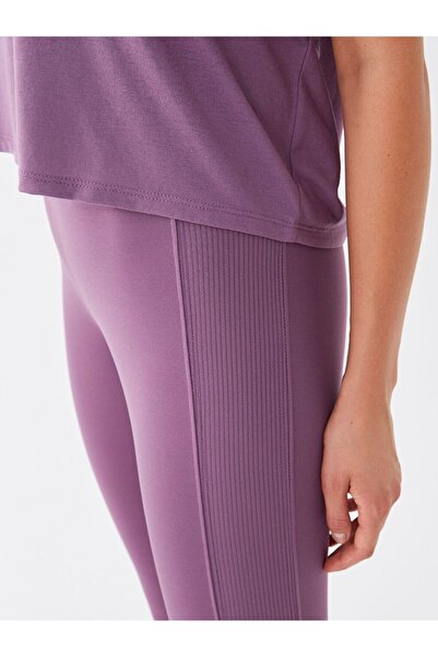 LC Waikiki Mürdüm Beli Lastikli Düz İnterlok Kadın Spor Tayt