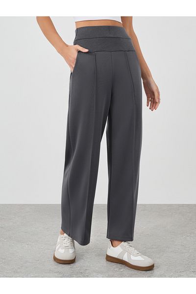Styli Wide Waistband Joggers with Pintuck Detail