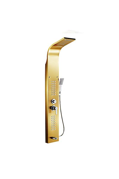 Trendy's Stainless steel hydromassage shower panel 4 functions gold satin TRENDY S