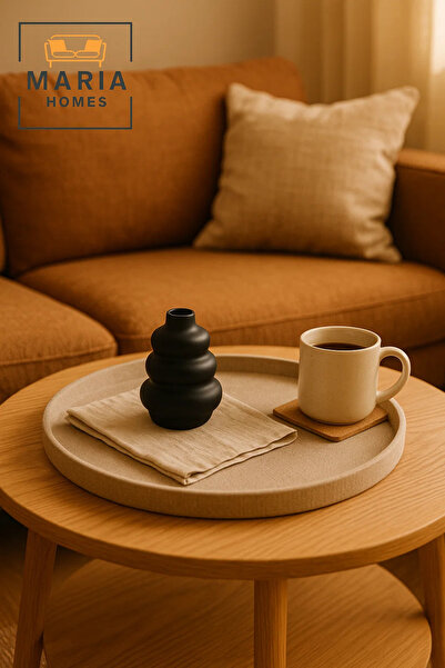 MARIA HOMES Matte Black Sculptural Ceramic Vase – Tiered Round Design