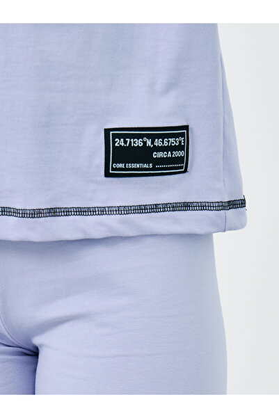 Styli Girls Lilac Contrast Stitch Detail Oversized T-Shirt and Shorts Set