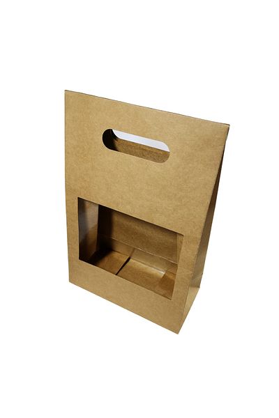 Createur Boxes with window and handle - brown (set of 5 pieces)