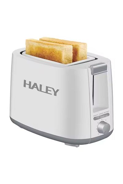 HALEY Toaster, 2 Slices, 750W, Automatic Stainless Steel, White