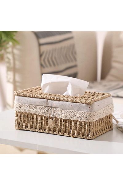 genric FFD Tissue Case Hand Woven Tissue Box Napkin Holder Tissue Box Cover Tissue Holder Facial Tissue
