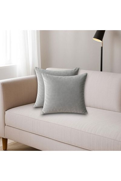 Harnicuta Set of 2 Silver Grey Velvet Decorative Pillows 50x50 Cm, Pdp0309_50x50