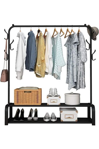 Türkiye Clothes Rack Metal Garment Racks Heavy Duty Indoor Bedroom Cool Clothing Hanger with Top Rod and Low