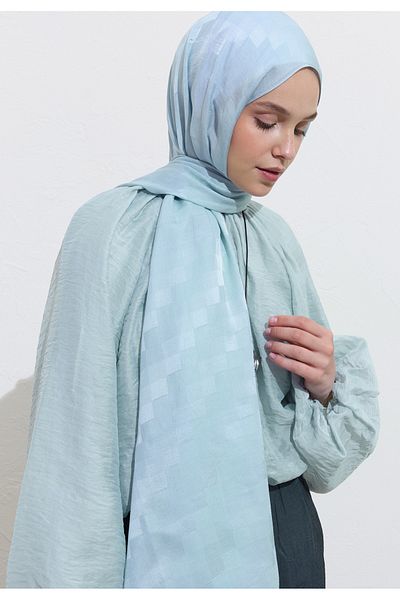 Freshscarfs Nori̇ Silk Jacquard Shal Light Blue