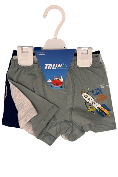 TOLIN Pachet de 3 pantaloni scurți din bumbac lycra imprimați pentru băieți 433