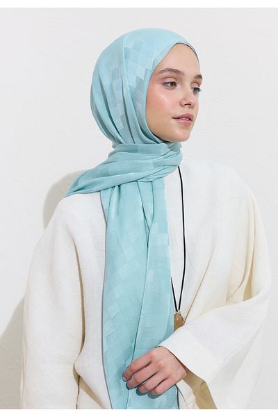 Freshscarfs Nori̇ Silk Jacquard Shal Ocean