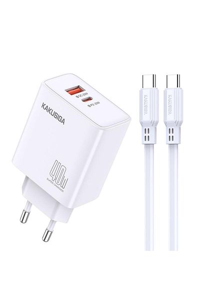 REDz Accessories KSC-937 Adapter Pack with 1M Type-C Cable, Compatible with iPhone 15/16 and Android, 40W, White