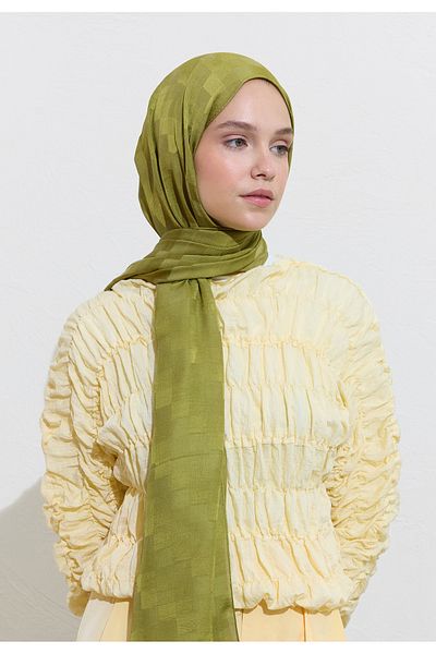 Freshscarfs Nori Silky Jacquard Shawl Olive