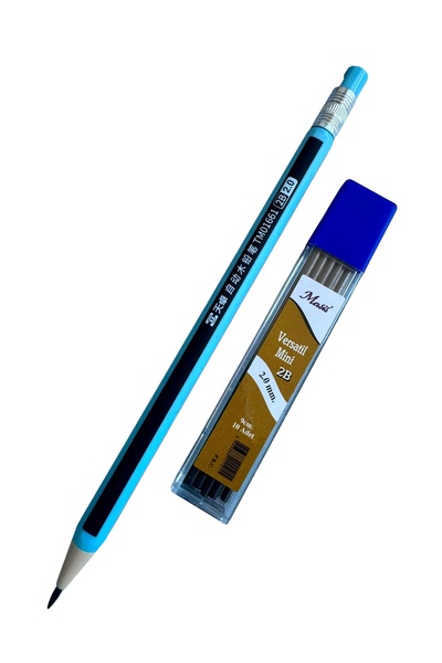 Polin 2.0mm Mekanik Kurşun Kalem Seti, 10 Adet Yedek Uç ile, Pastel Renkli