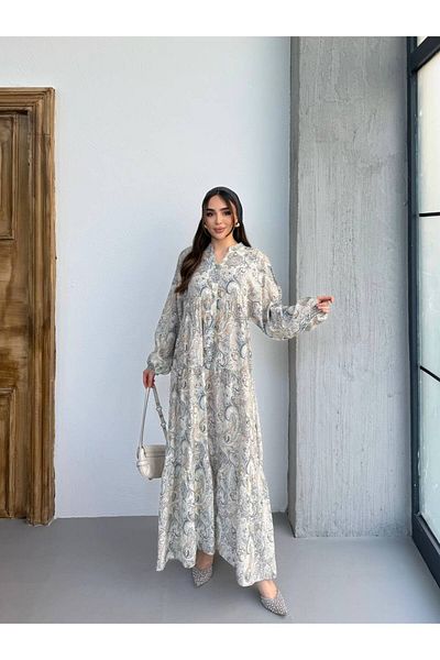 JESSE STORY Women's Hijab Dress Modal Fabric Ethnic Patterned Dress