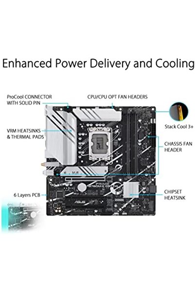 ASUS اللوحة الأم PRIME B760M-A WIFI D4 Intel (LGA 1700) mATX