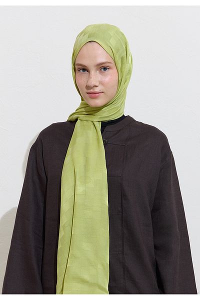 Freshscarfs Nori Silky Jacquard Shawl Pistachio Green