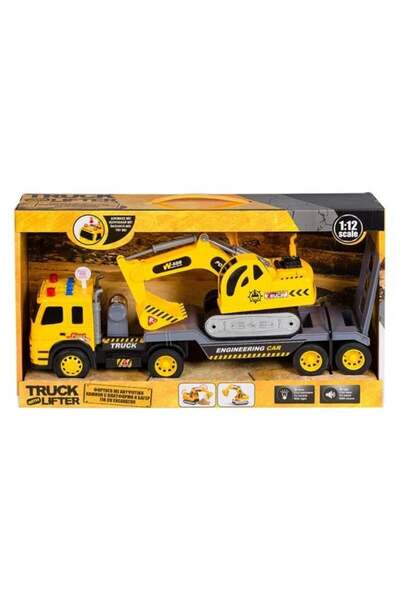 divendi-ro Jucărie camion excavator, cu sunet și lumini, 50x12x25cm, negru-ga...