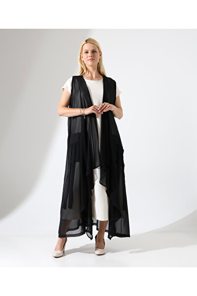Fi'l Arz Fashion Flowy Chiffon Vest with Pocket Detail